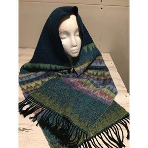 D&Y Better Than Cashmere green blue yellow 12”x68” geometric pattern scarf
